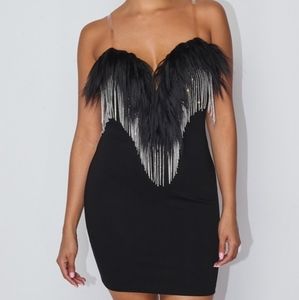 💥BIG SALE💥Lovers & Friends Fur Rhinestone Dress